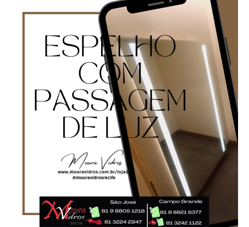 ESPELHO COM PASSAGEM DE LUZ JATEADO ILUMINAÇÃO